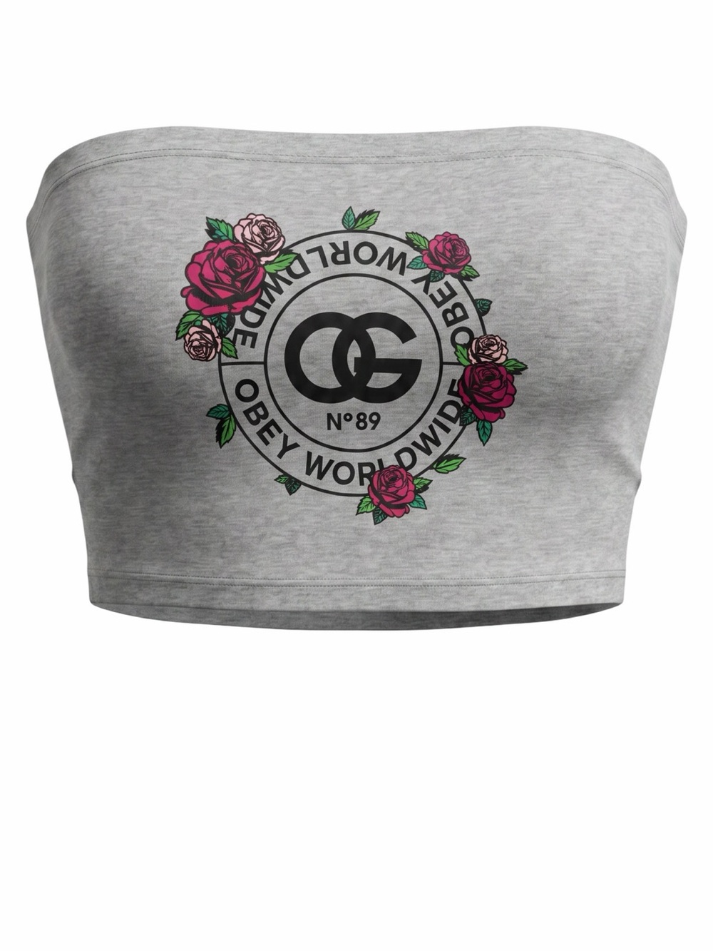 Obey Gray Floral Women's tube top